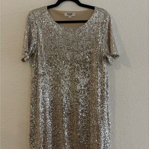 BB Dakota Silver Sequin Mini Shift Dress